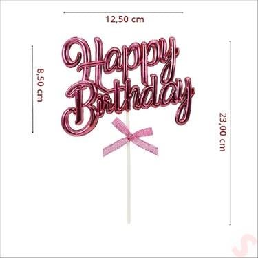 Pasta Süsü KROM Happy Birthday kürdan ROSE GOLD