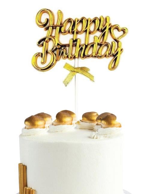 Pasta Süsü KROM Happy Birthday kürdan GOLD