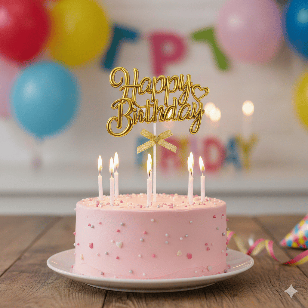 Pasta Süsü KROM Happy Birthday kürdan GOLD