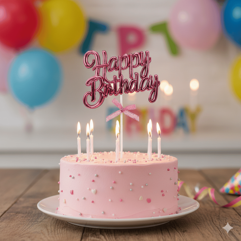 Pasta Süsü KROM Happy Birthday kürdan ROSE GOLD