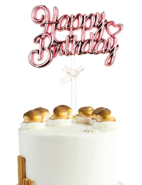 Pasta Süsü KROM Happy Birthday kürdan ROSE GOLD