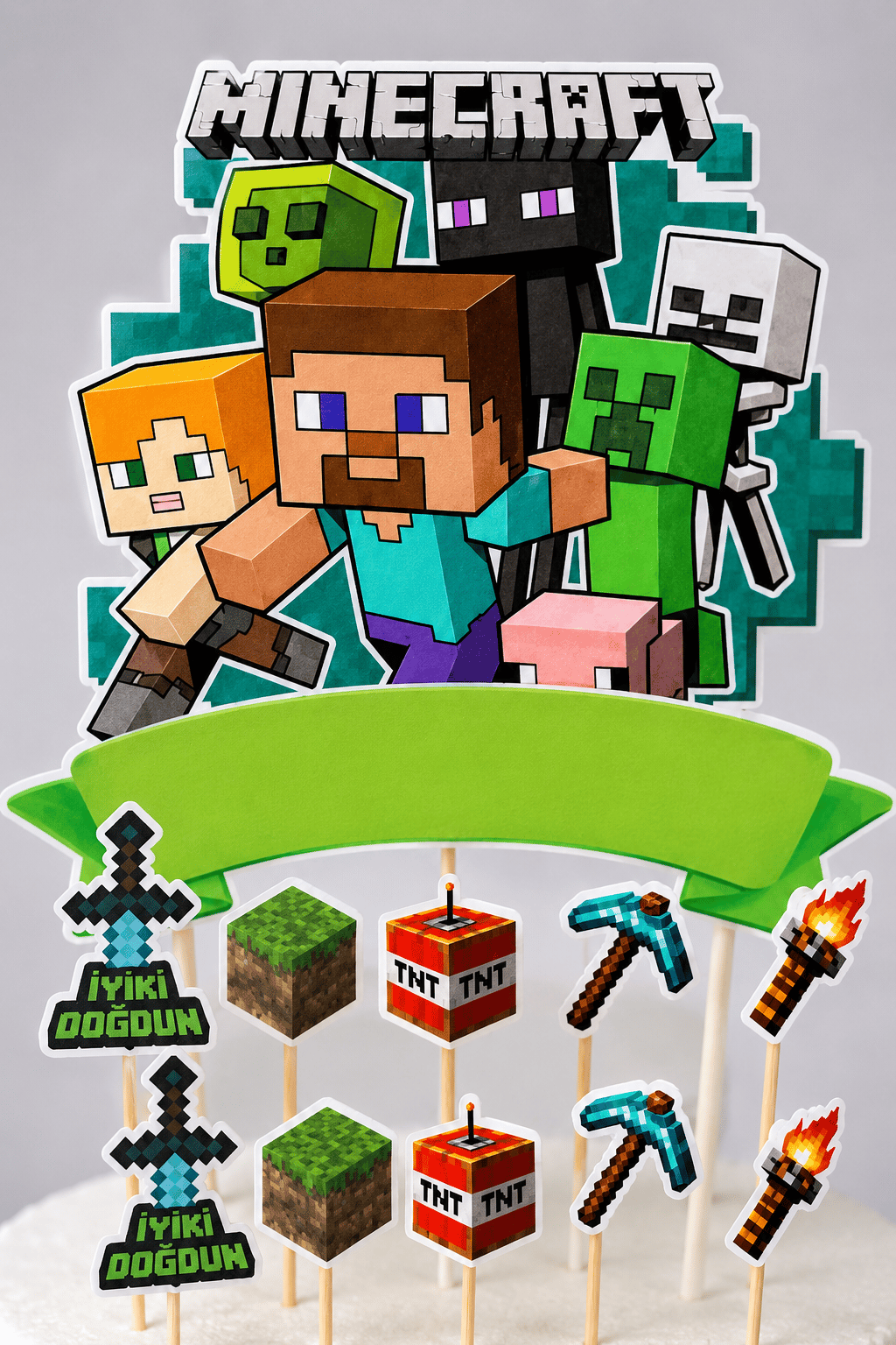 Pasta süsü Set Minecraft tekli büyük ve 10 lü kürdan set
