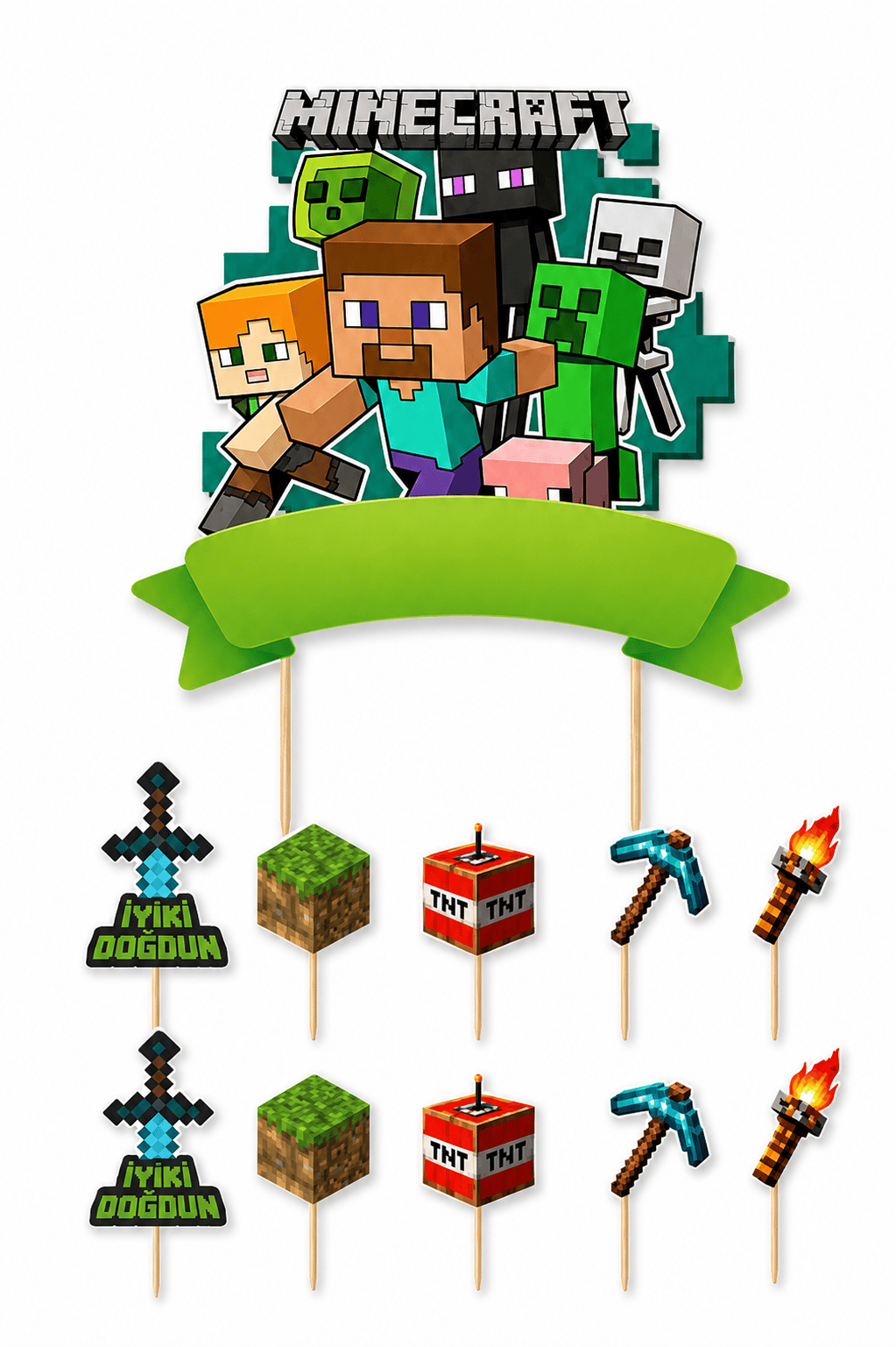 Pasta süsü Set Minecraft tekli büyük ve 10 lü kürdan set