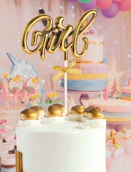 Pasta Üstü Çubuklu süs Krom cinsiyet ALTIN girl