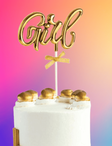 Pasta Üstü Çubuklu süs Krom cinsiyet ALTIN girl