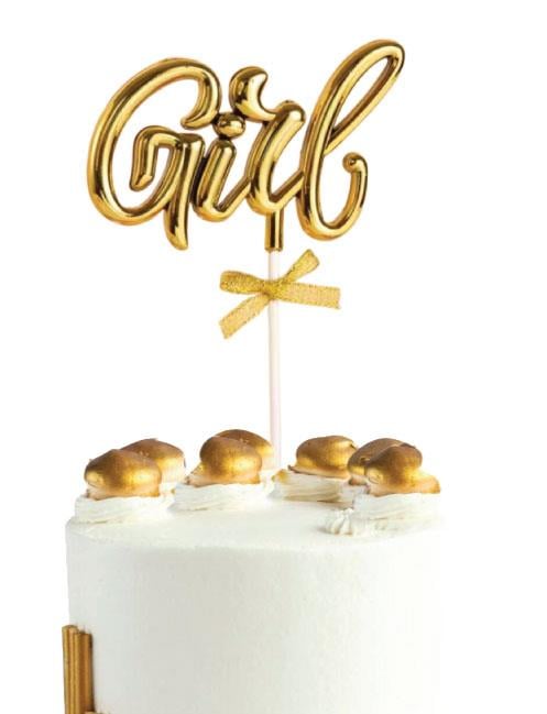 Pasta Üstü Çubuklu süs Krom cinsiyet ALTIN girl