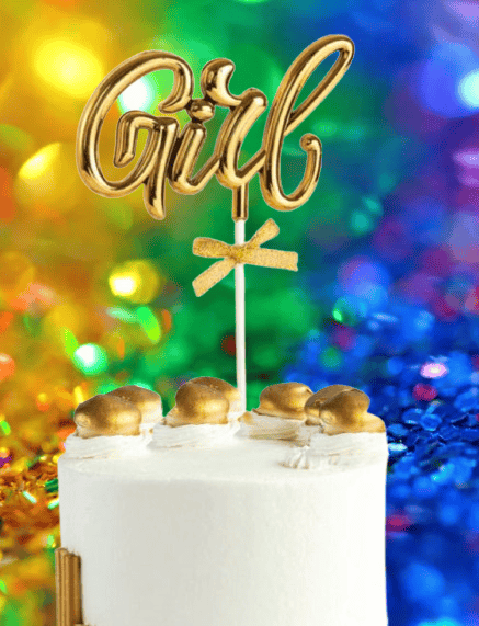 Pasta Üstü Çubuklu süs Krom cinsiyet ALTIN girl