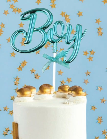 Pasta Üstü Çubuklu süs Krom cinsiyet Partisi Baby Shower Mavi Boy Yazılı Çubuk
