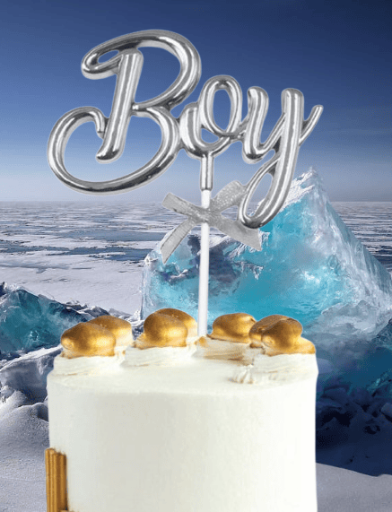 Pasta Üstü Çubuklu süs Krom cinsiyet Partisi Baby Shower Gümüş Boy Yazılı Çubuk