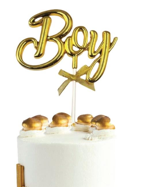 Pasta Üstü Çubuklu süs Krom cinsiyet Partisi Baby Shower Altın Boy Yazılı Çubuk