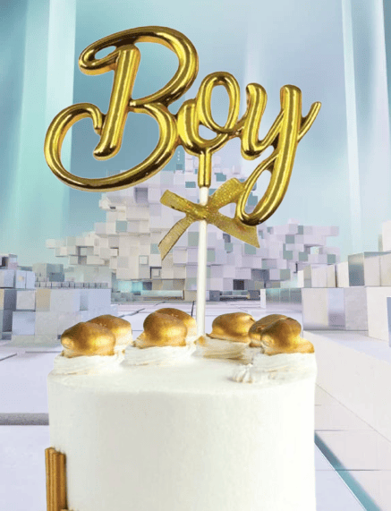 Pasta Üstü Çubuklu süs Krom cinsiyet Partisi Baby Shower Altın Boy Yazılı Çubuk