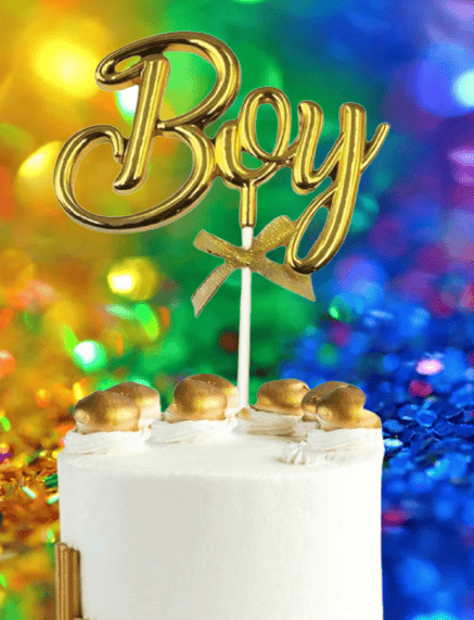 Pasta Üstü Çubuklu süs Krom cinsiyet Partisi Baby Shower Altın Boy Yazılı Çubuk