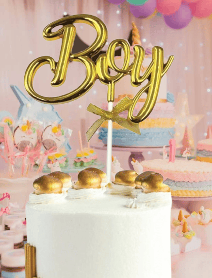 Pasta Üstü Çubuklu süs Krom cinsiyet Partisi Baby Shower Altın Boy Yazılı Çubuk