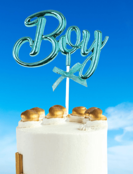 Pasta Üstü Çubuklu süs Krom cinsiyet Partisi Baby Shower Mavi Boy Yazılı Çubuk