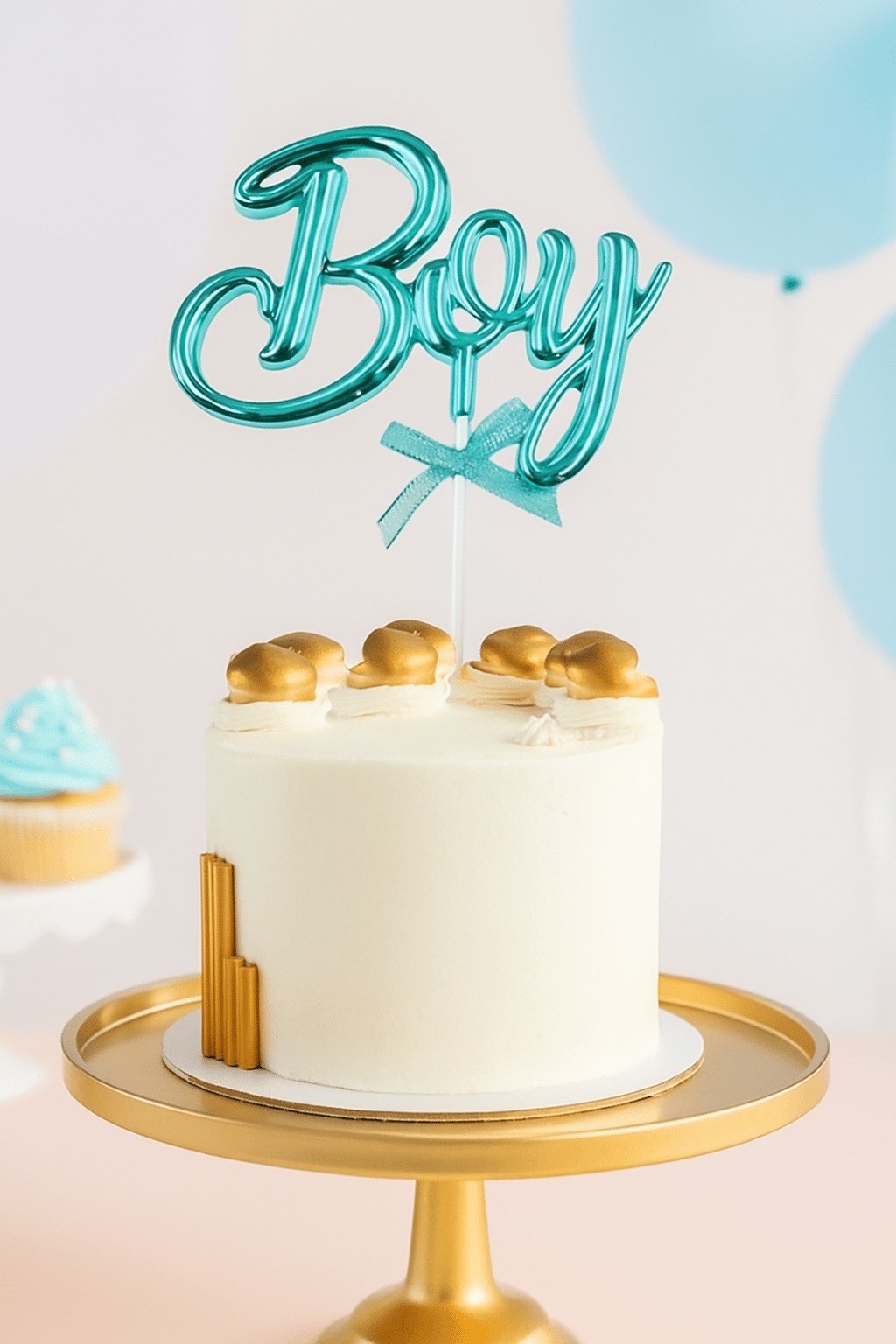 Pasta Üstü Çubuklu süs Krom cinsiyet Partisi Baby Shower Mavi Boy Yazılı Çubuk