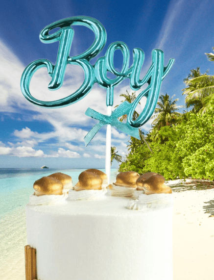 Pasta Üstü Çubuklu süs Krom cinsiyet Partisi Baby Shower Mavi Boy Yazılı Çubuk