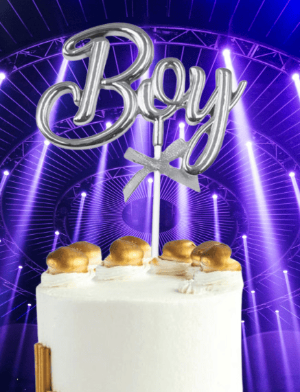 Pasta Üstü Çubuklu süs Krom cinsiyet Partisi Baby Shower Gümüş Boy Yazılı Çubuk