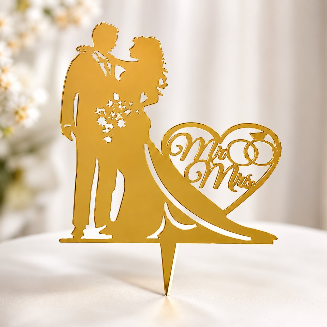 Pasta Üstü Plexi Çubuklu Bride Gelin Damat
