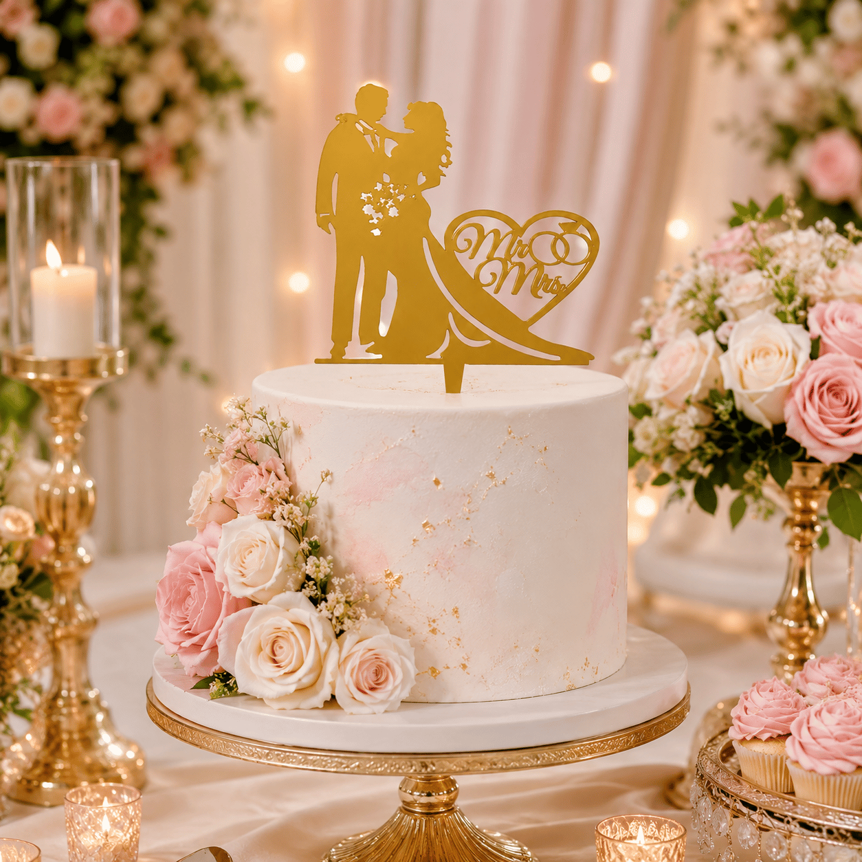 Pasta Üstü Plexi Çubuklu Bride Gelin Damat