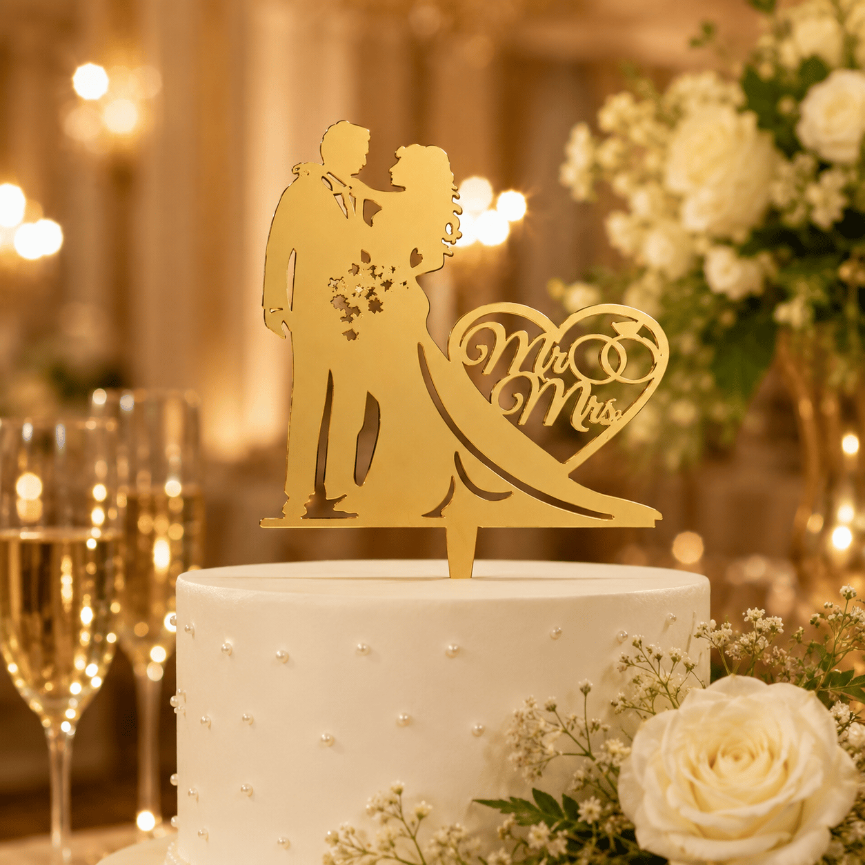 Pasta Üstü Plexi Çubuklu Bride Gelin Damat
