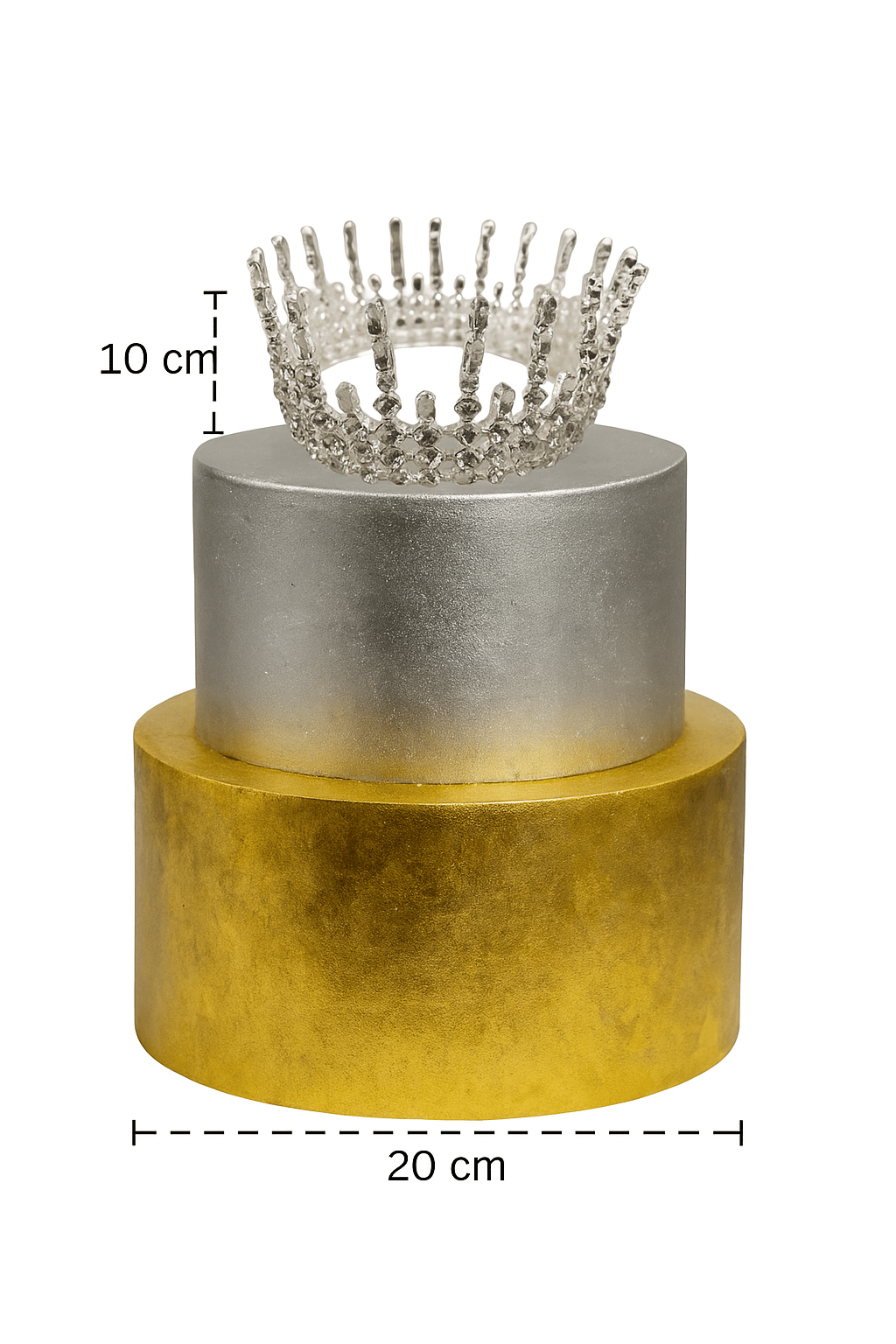Pasta Üstü tacı üstü kristal taşlı taç 10cm Gümüş Pasta Asesuarı