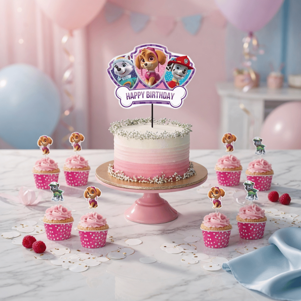 PAW PATROL SKY cake topper set pasta kür-kür-cupca