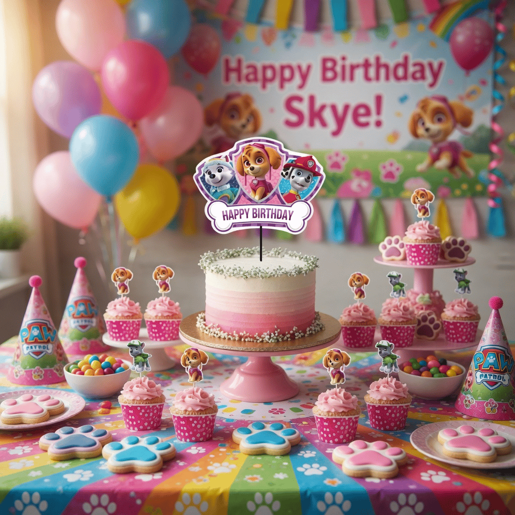 PAW PATROL SKY cake topper set pasta kür-kür-cupca