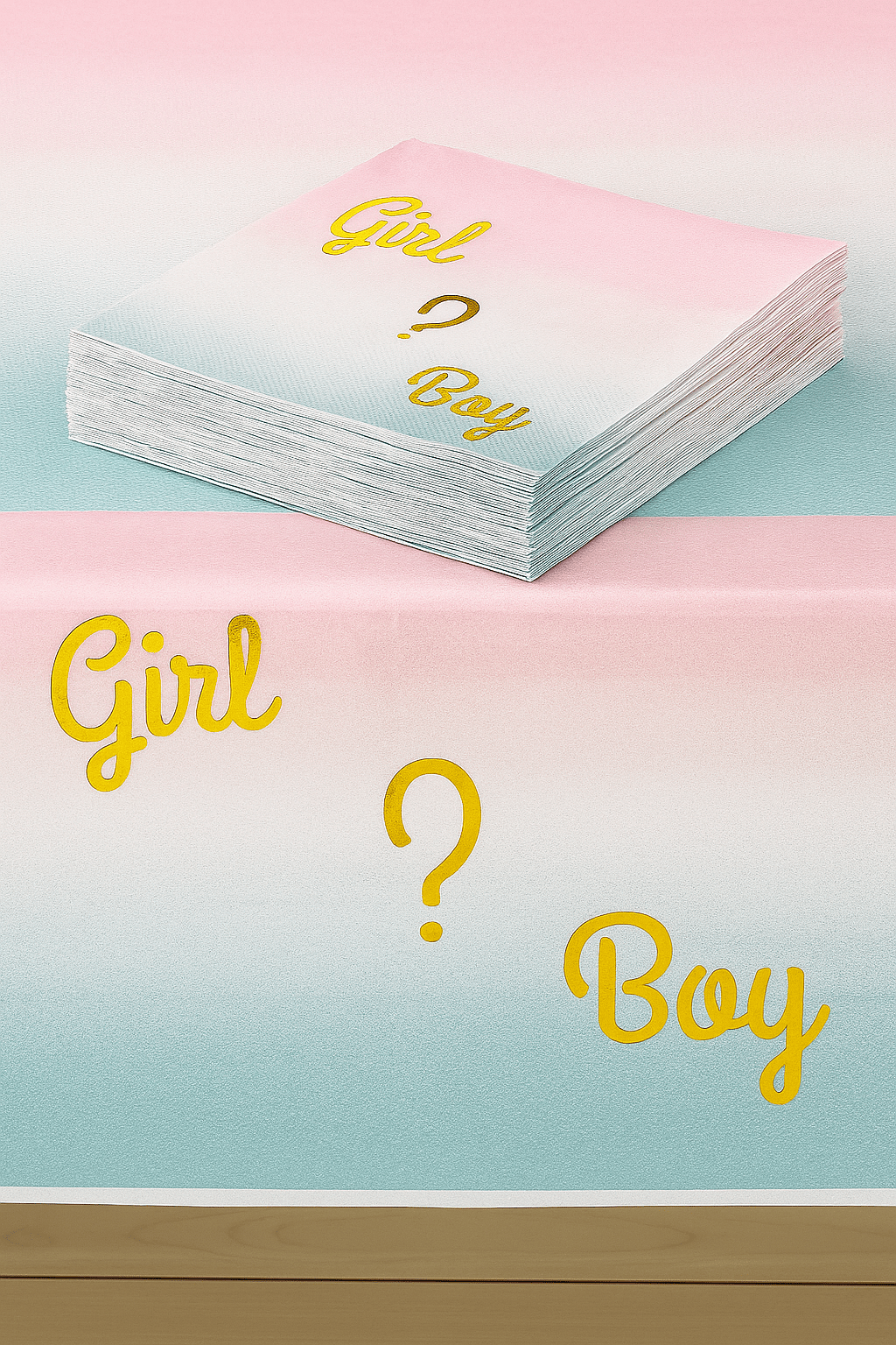 Peçete Cinsiyet Partisi Peçetesi Pembe Mavi Geçişli Girl Boy Yazılı Lüks Cinsiyet Peçetesi
