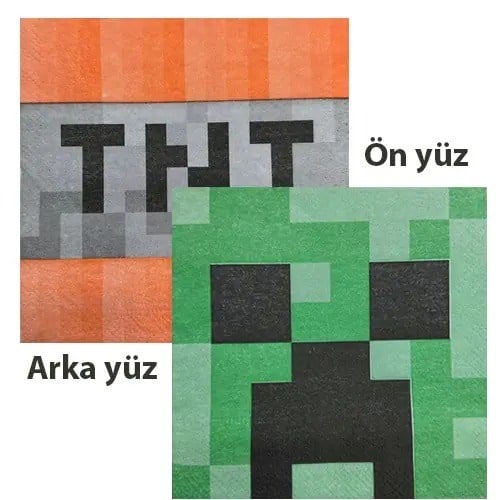 Peçete Minecraft Yeşilli Turunculu 20li çift kat