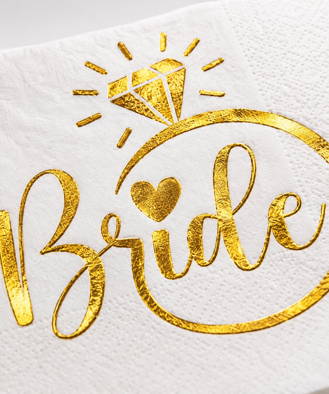 Peçete Varak baskılı Bride Yüzük Model 20 Parça Beyaz üstü gold