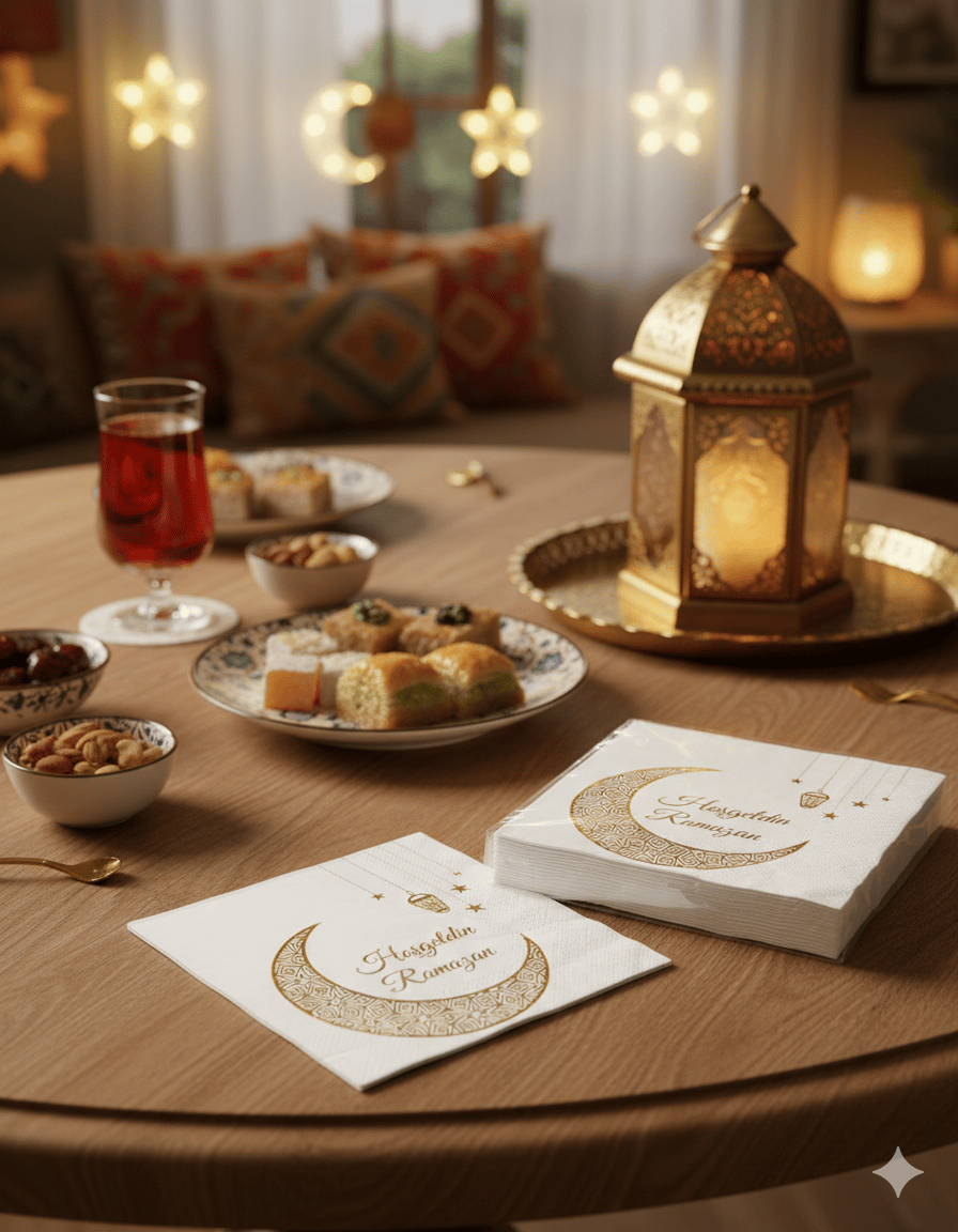 Peçete Varak baskılı Ramazan Hilal Model 20Lİ