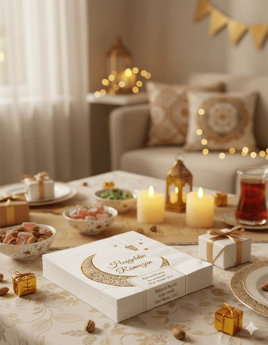 Peçete Varak baskılı Ramazan Hilal Model 20Lİ