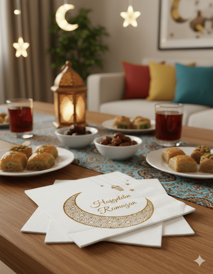Peçete Varak baskılı Ramazan Hilal Model 20Lİ