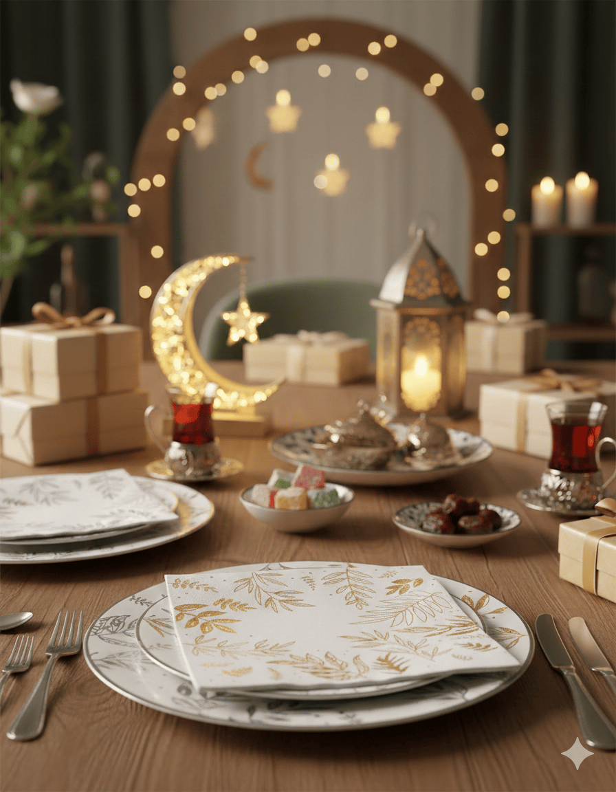 Peçete Varaklı Yaprak Model Altın 20 Parça