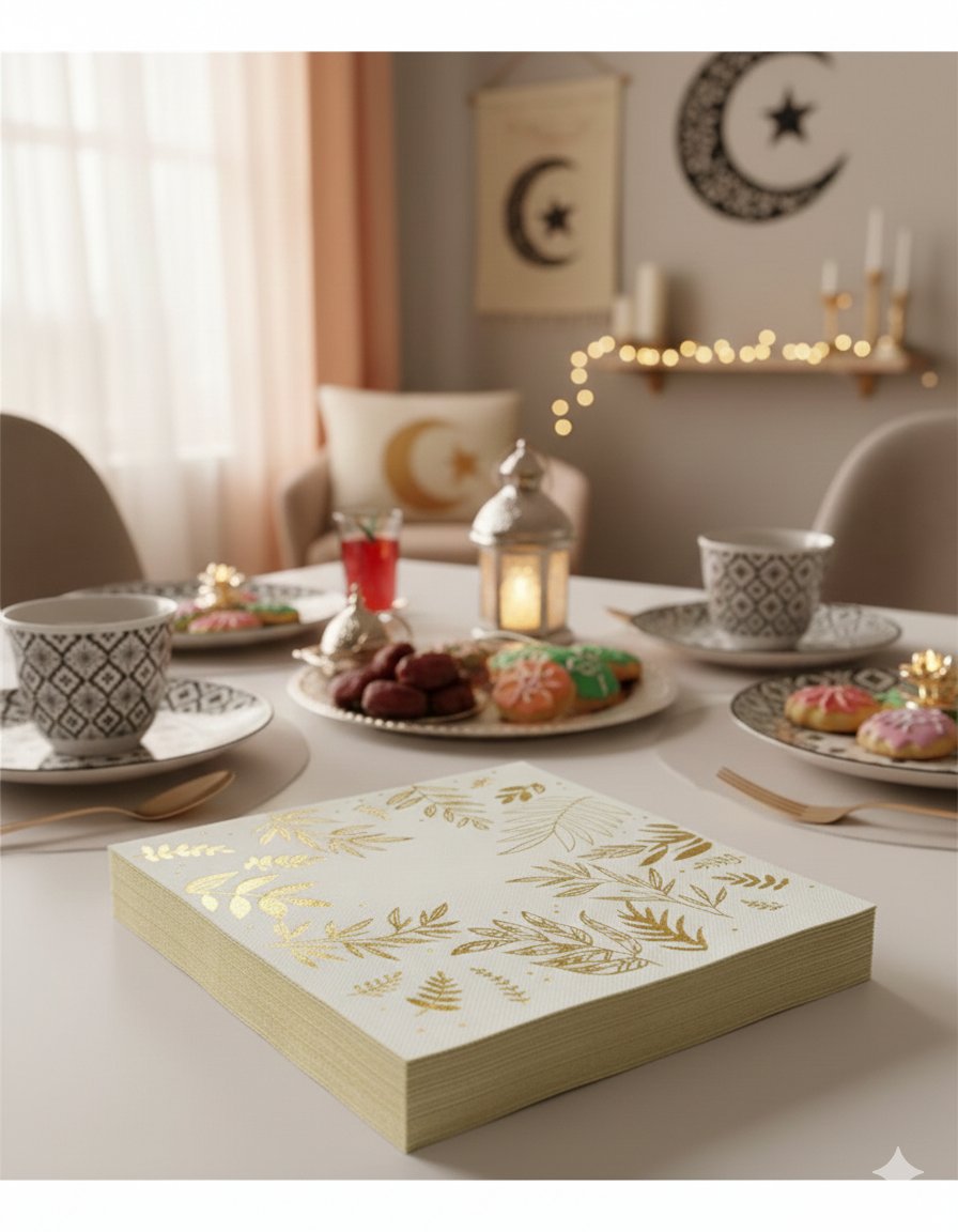 Peçete Varaklı Yaprak Model Altın 20 Parça