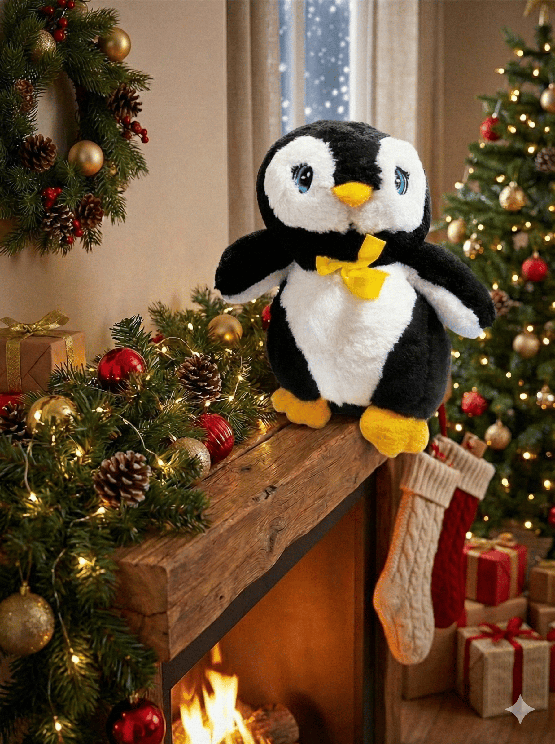 Peluş Penguen 50 cm Siyah Beyaz Yumuşak Tüy Dökmeyen