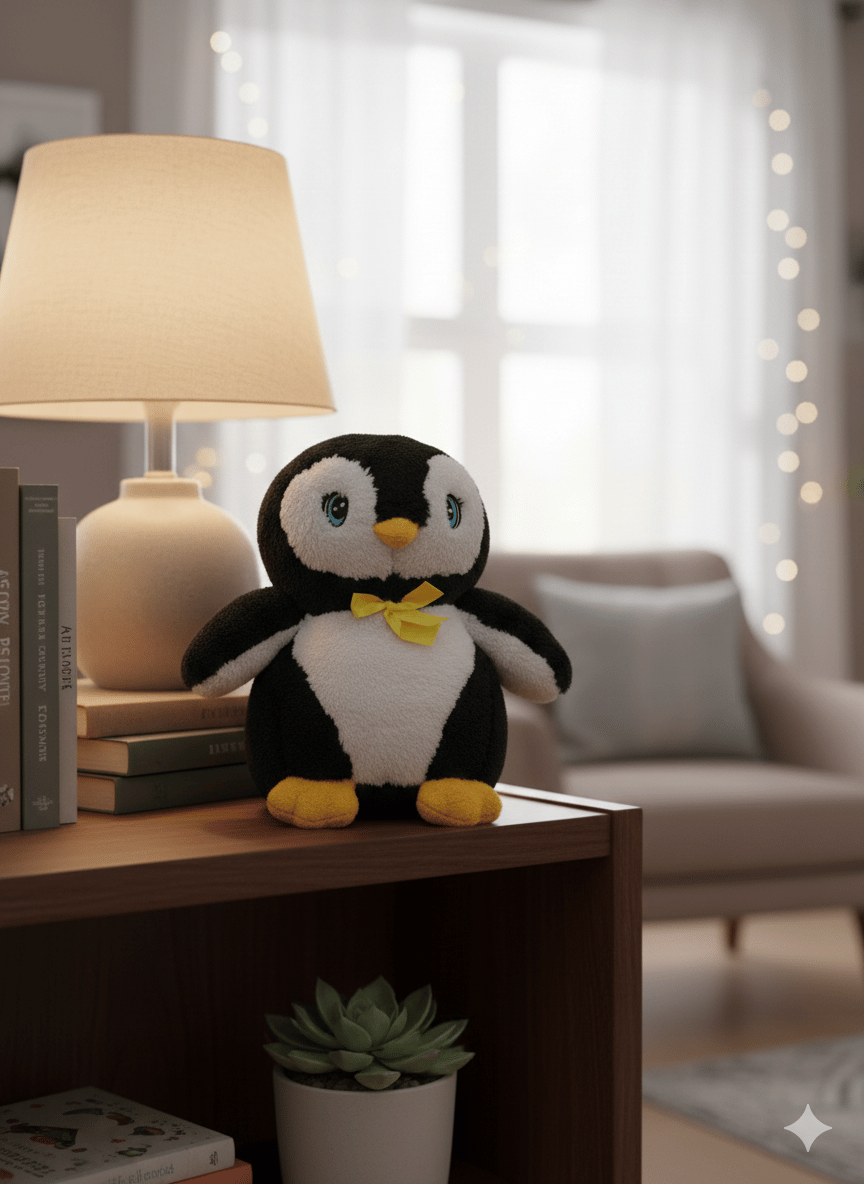 Peluş Penguen 50 cm Siyah Beyaz Yumuşak Tüy Dökmeyen