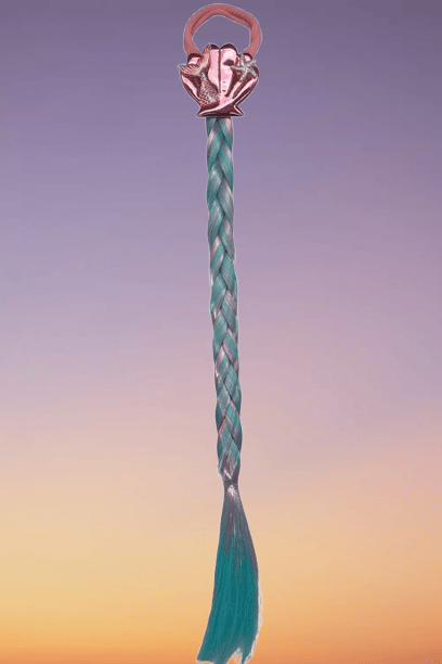 Pembe Lastik Tokalı Tek Örgü Peruk Saç Toka Deniz kızı Tokası 38cm
