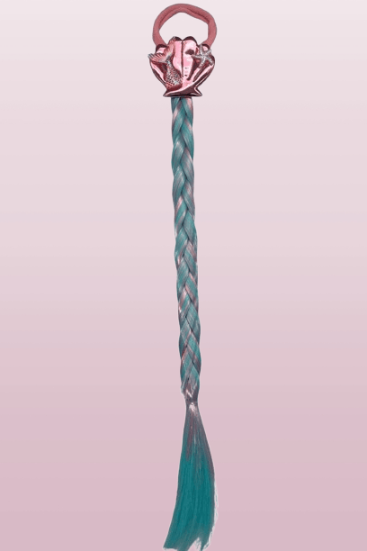 Pembe Lastik Tokalı Tek Örgü Peruk Saç Toka Deniz kızı Tokası 38cm