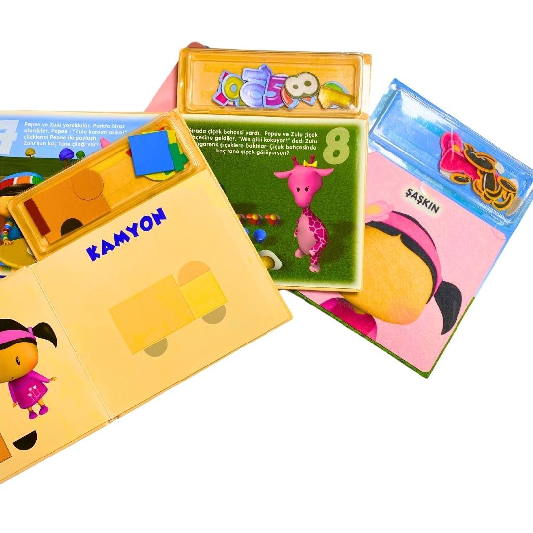 Pepee Duygular Keçe - Sayılar ve Şekiller Mıknatıslı Oyun Kitabı 3lü Set