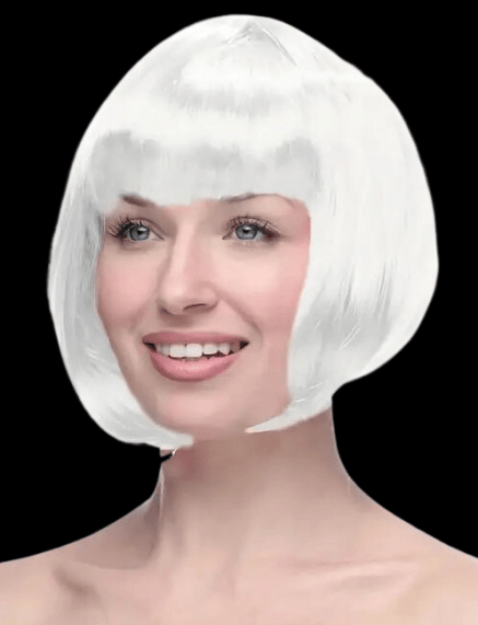 Peruk Küt Saç Kısa Kahküllü 25 Cm Beyaz İçi Astarlı Kafayı Saran