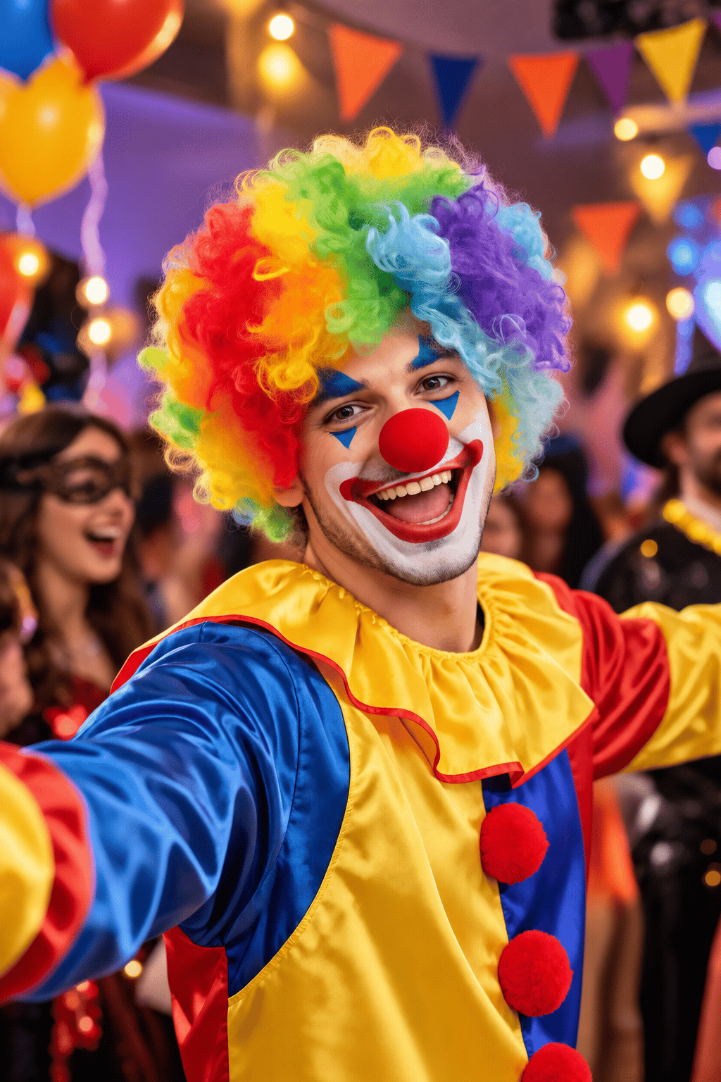 Peruk Saç Kıvırcık Bonus Afro Peruk Palyaço Çok Renkli