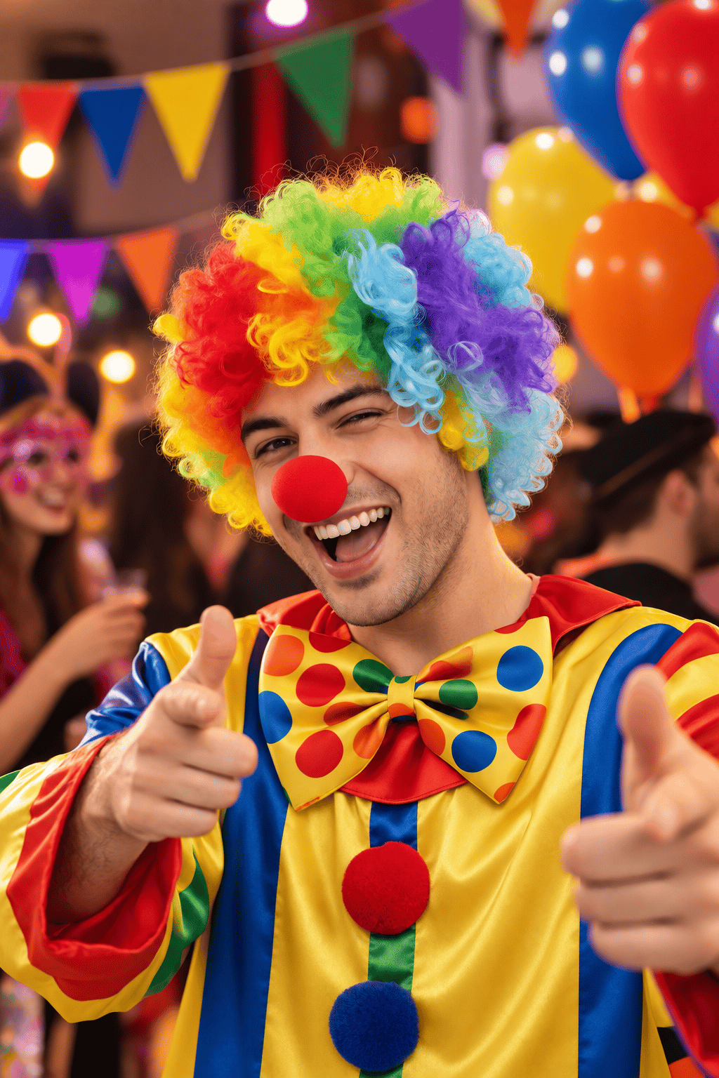 Peruk Saç Kıvırcık Bonus Afro Peruk Palyaço Çok Renkli