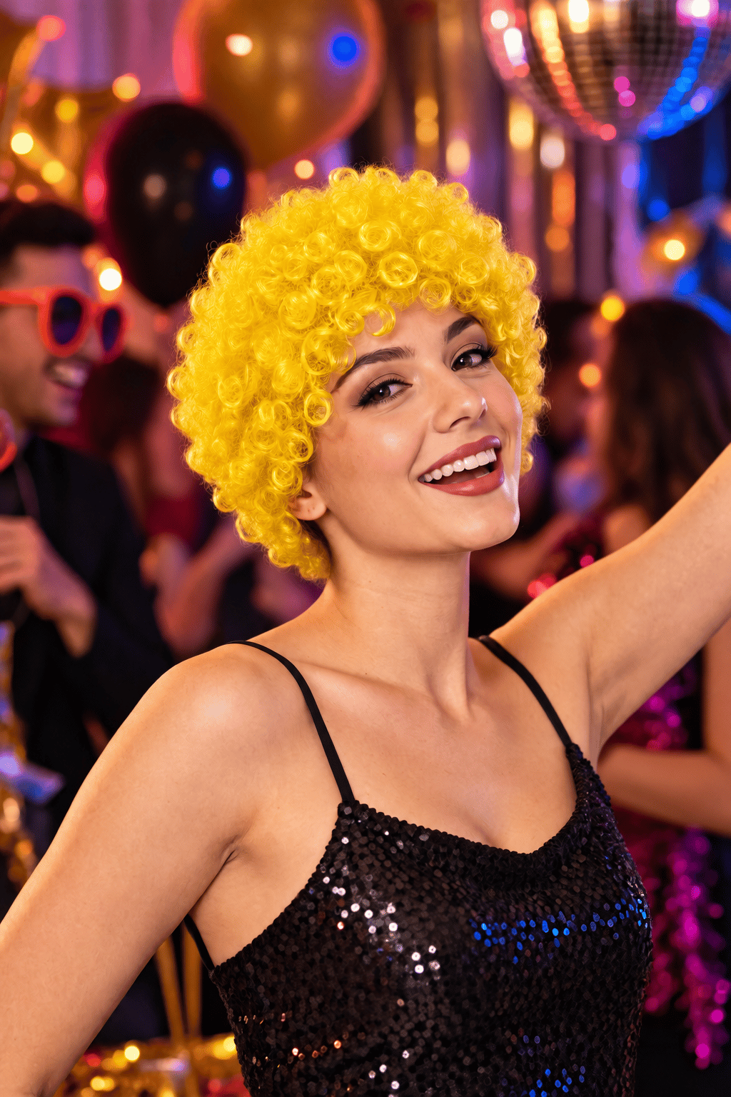 Peruk Saç Kıvırcık Bonus Afro Peruk  Sarı