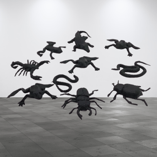 Pinyata İçi Oyuncak Siyah Böcekler 10 lu set Pinyata Patlatma Oyuncağı-Cadılar Bayramı