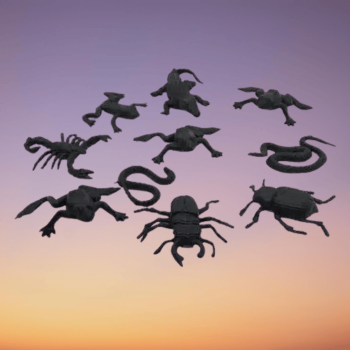 Pinyata İçi Oyuncak Siyah Böcekler 10 lu set Pinyata Patlatma Oyuncağı-Cadılar Bayramı