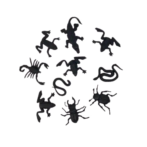 Pinyata İçi Oyuncak Siyah Böcekler 10 lu set Pinyata Patlatma Oyuncağı-Cadılar Bayramı