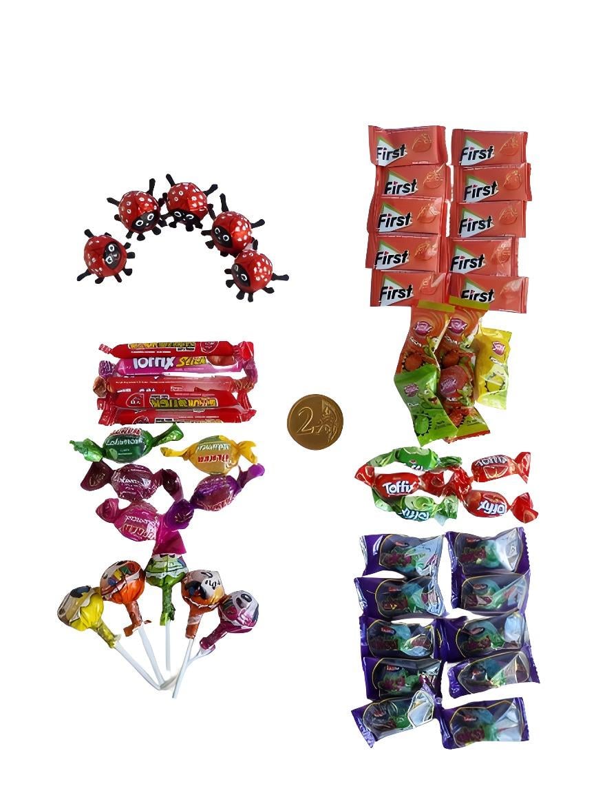 Pinyata İçi Şekerlemeler 50 +1 Uğur Böcekli Çikolatalı ve Doğum Günü Çocuğuna Para Çikolata Hediyeli