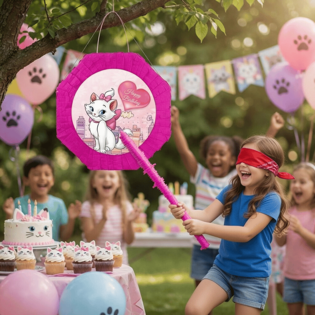 Pinyata Pembe Kedi Pinyata 42 cm + Sopası