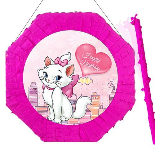 Pinyata Pembe Kedi Pinyata 42 cm + Sopası Doğum günü happy birthday kedi